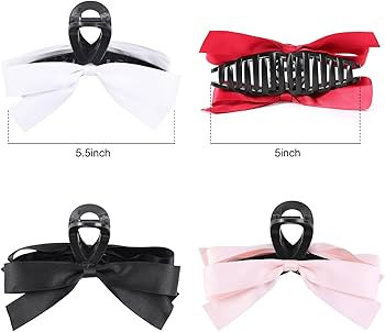 Hair Clip, 4 Pcs Extra Large Claw Clips with Bow for Women Thick Hair, Non-slip Hair Ribbons Clip... | Amazon (US)