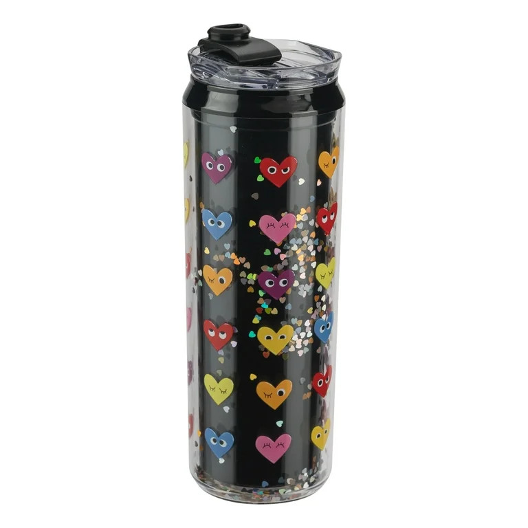 Emotive Hearts Tumbler, Black, 16 oz, Valentine's Day by Way To Celebrate | Walmart (US)