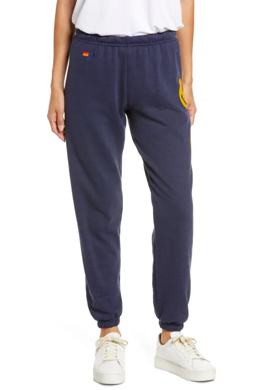 Aviator Nation x Smiley Graphic Joggers in Navy at Nordstrom, Size Small | Nordstrom