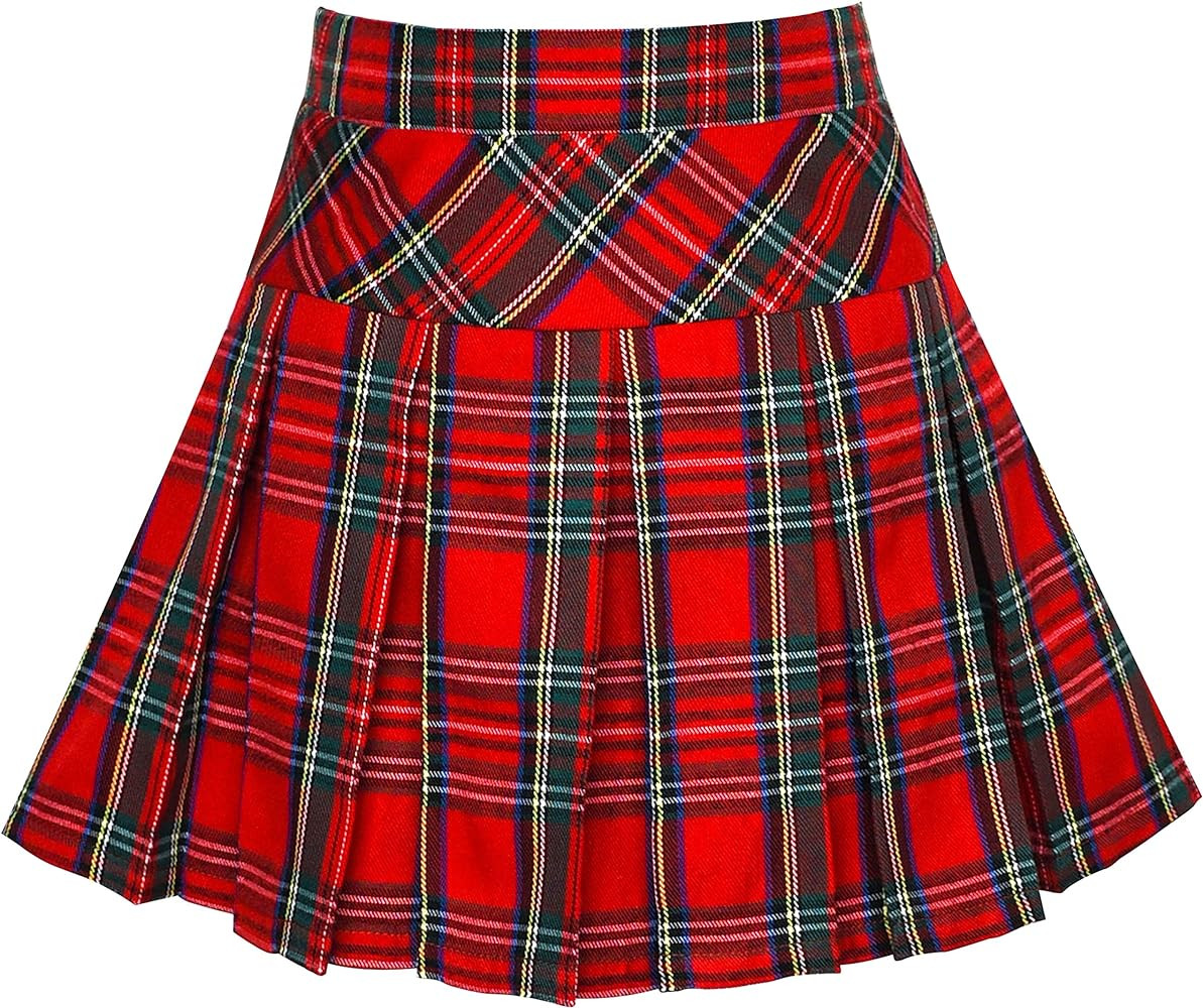 Sunny Fashion Girls Skirt Back School Uniform Red Tartan Skirt Age 6-14 Years | Amazon (UK)