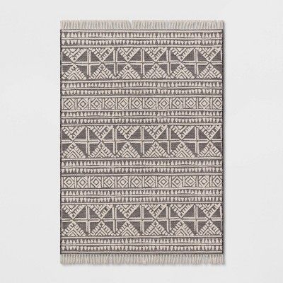 Tasseled Outdoor Rug Charcoal - Opalhouse™ | Target