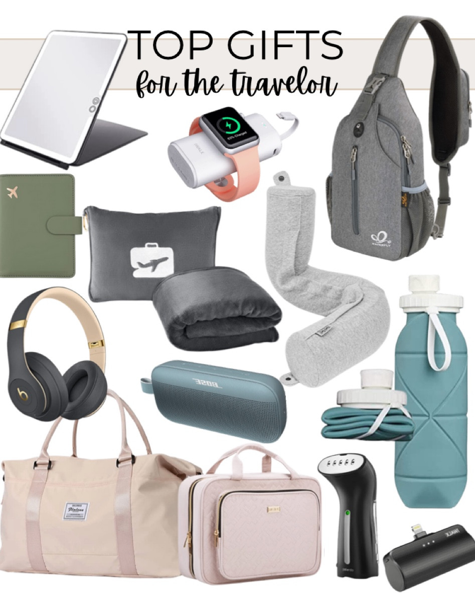 Best gifts for the traveler include portable iPhone charger, portable Apple Watch charger, travel steamer, collapsible water bottle, travel Bluetooth speaker, noise canceling headphones, travel blanket and pillow, passport case, portable mirror, hanging toiletry bag, twist memory foam adjustable pillow, and cross body sling bag.

Traveling, gift guide, gifts for the traveler, gifts for him, gifts for her, travel must haves, travel gadgets

#LTKtravel #LTKmens #LTKGiftGuide