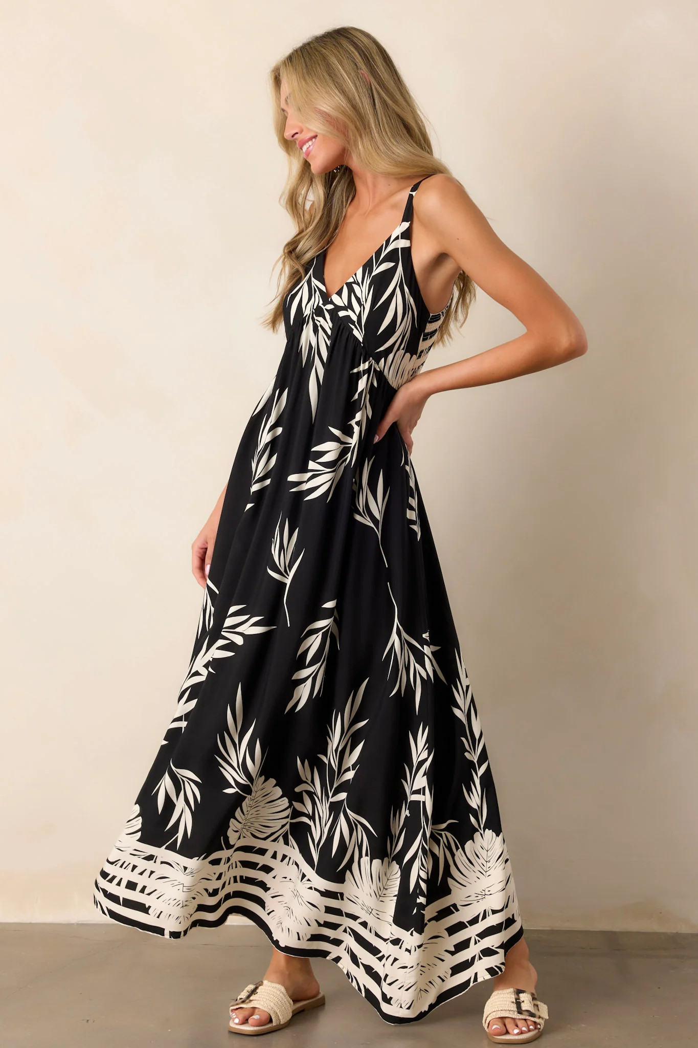 Bohemian Life Black Floral Maxi Dress | Red Dress