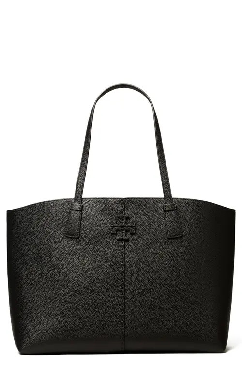 Tory Burch McGraw Leather Tote in Black at Nordstrom | Nordstrom