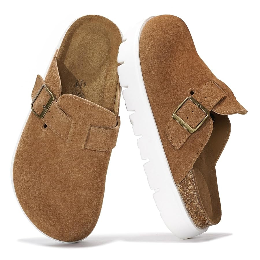 Project Cloud Genuine Leather Platform Clogs for Women Footwear - Memory Foam Arch Support Cork F... | Amazon (US)
