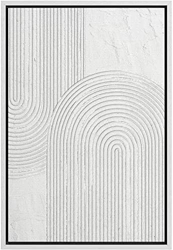 SIGNWIN Framed Canvas Print Wall Art White Retro Geometric Line Spiral Duo Abstract Shapes Illust... | Amazon (US)