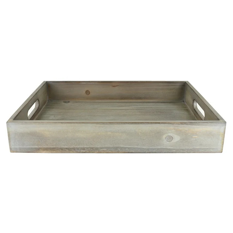 Mainstays Tabletop Rectangle 16" x 12" x 2.5" Wooden Tray, Gray Wash | Walmart (US)
