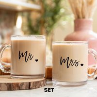 Mr & Mrs Mugs, Bride Groom Coffee Clear Glass Engagement Mug, Wifey Hubby Wedding Gift For Couple | Etsy (US)