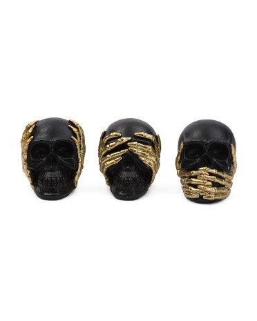Set Of 3 4.5in Wise Skulls Statues | TJ Maxx