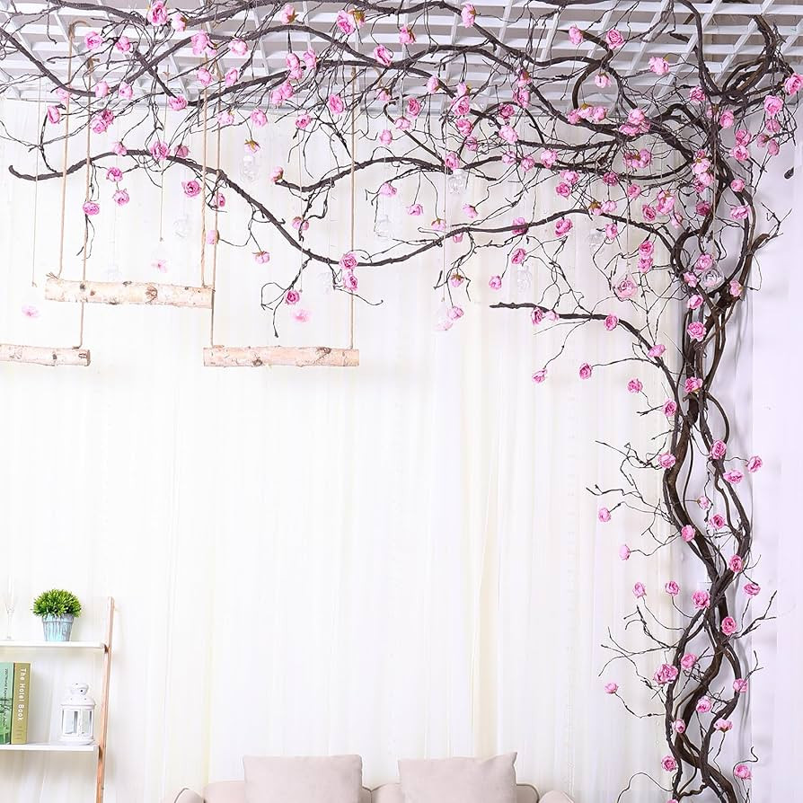 300cm/118inch Large Flexible Artificial Tree Fall Vines Twine Wood Branches with Peony Flowers Ga... | Amazon (US)