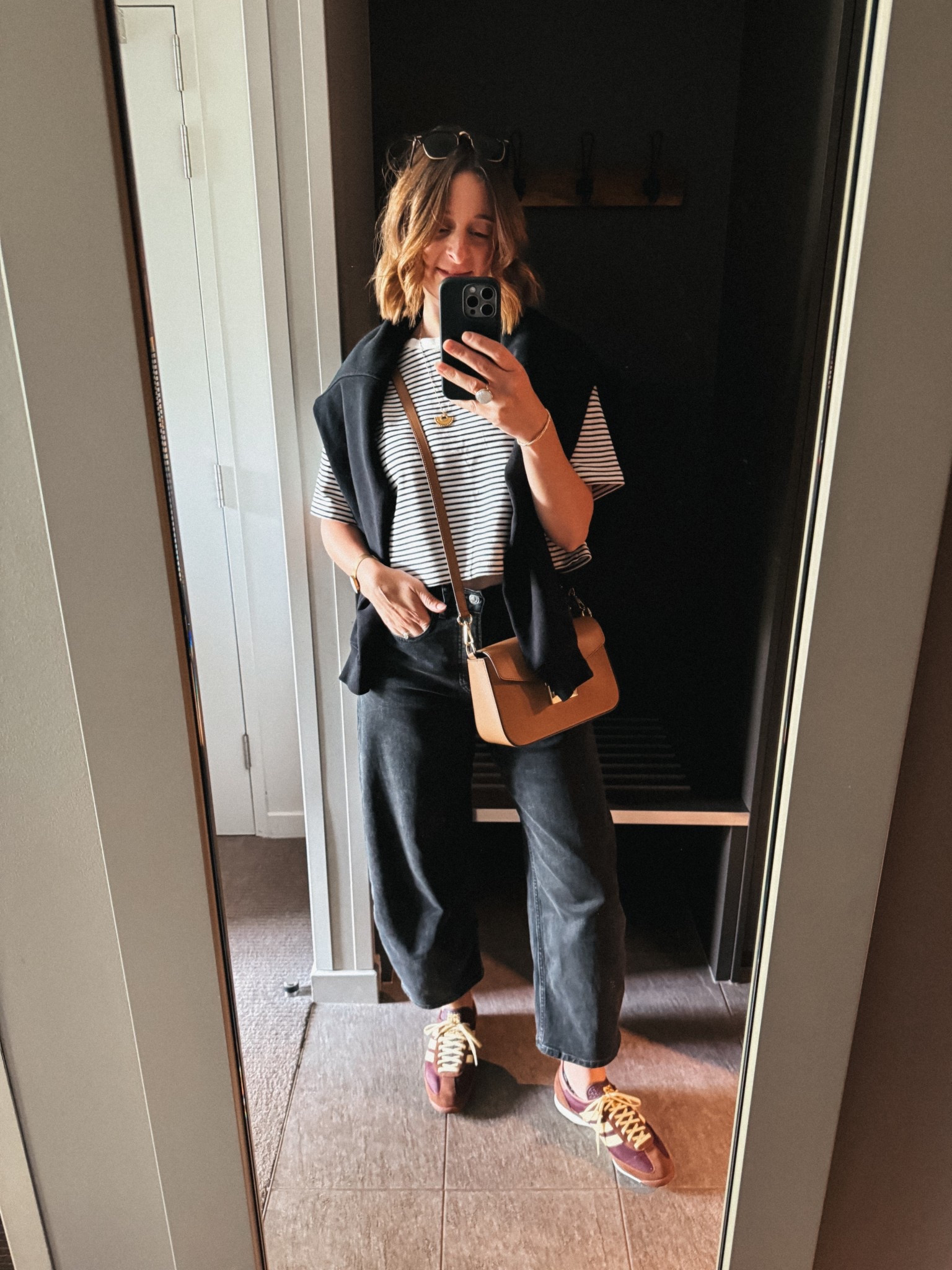 Tee - wearing my usual size
Jeans - wearing my usual size 26” (27 inseam) 
Sweater - wearing a size small 
Sneakers - sized up half a size 
Bag -republic of Florence -Margot crossbody 

#LTKFashionMonth #LTKtravel #LTKaustralia
