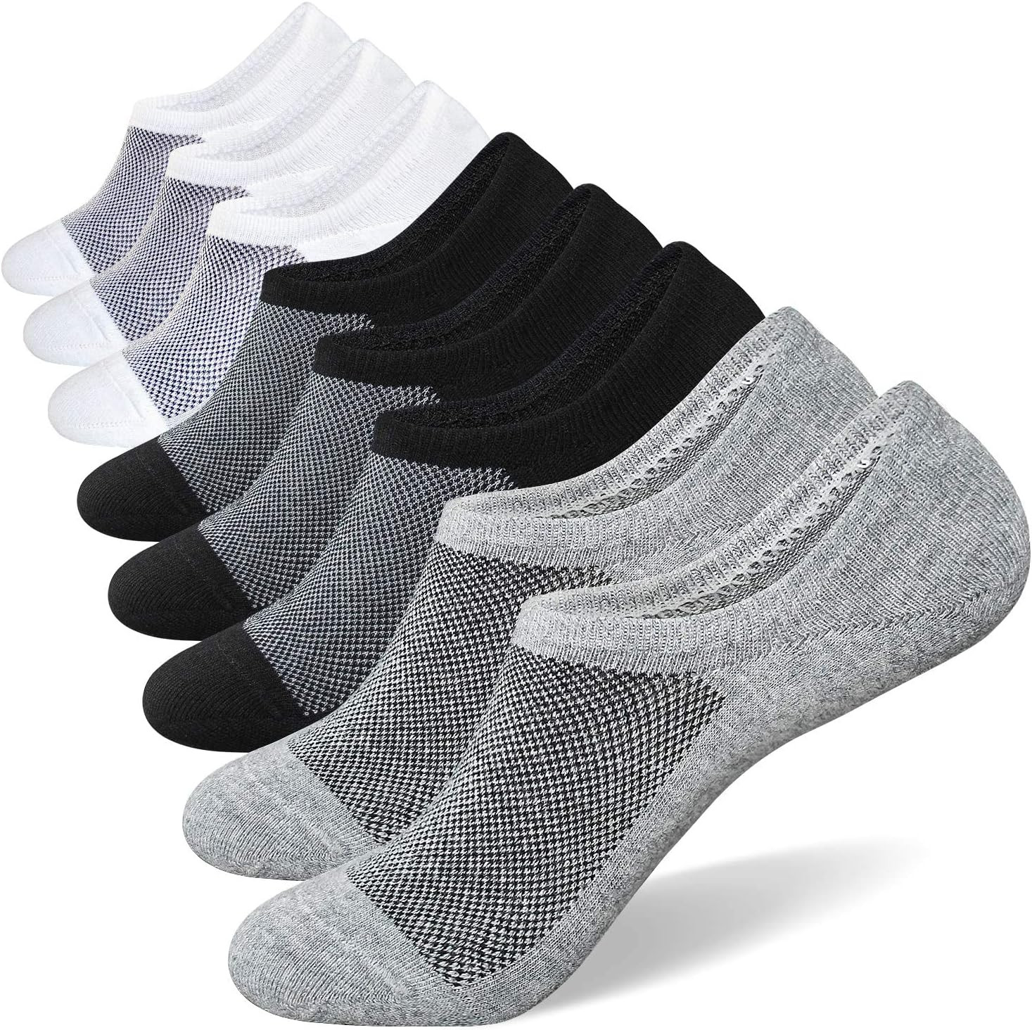 SIXDAYSOX No Show Socks for Men 6/8 pack Cotton Thin Low Cut Non Slip for Loafer Flats Sneakers 5-8/9-11/12-15 | Amazon (US)