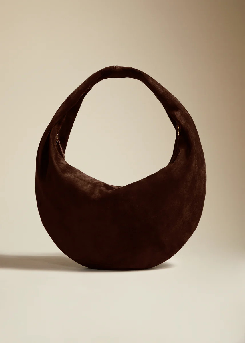 The Medium Olivia Hobo in Coffee Suede | Khaite