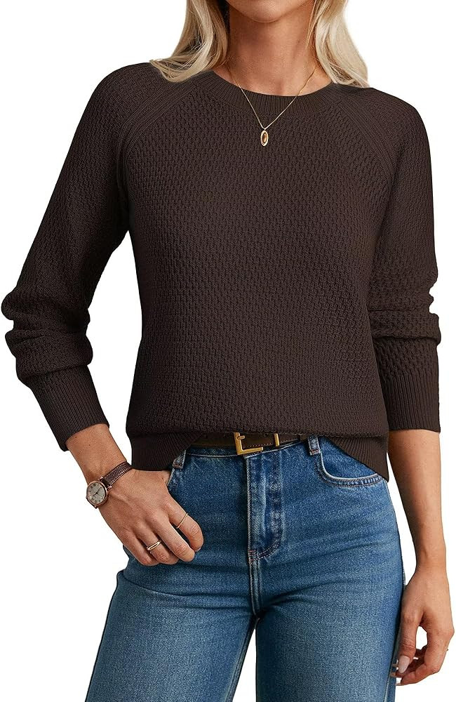 GRACE KARIN Women's Fall Knit Sweater Top, Long Sleeve Merino Wool Blend Pullover, Casual Crewnec... | Amazon (US)