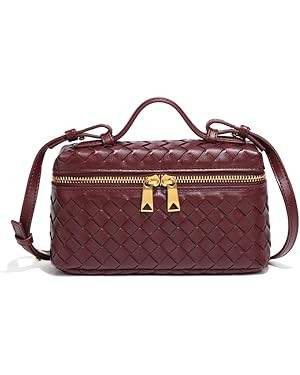 Trendy Women Woven Square Box Bags Mini PU Leather Top-Handle Tote Handbag Crossbody Purse Cute S... | Amazon (US)