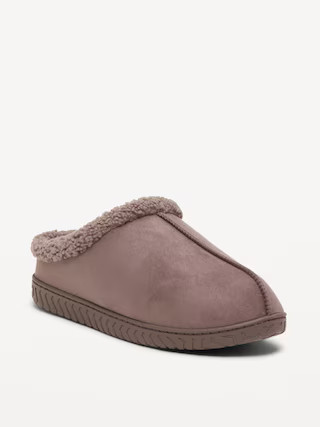 Faux-Suede Sherpa-Lined Clog Slippers for Men | Old Navy (US)