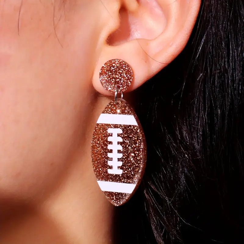 Bling Bling Rugby Design Dangle Earrings Sporty Cartoon - Temu | Temu Affiliate Program