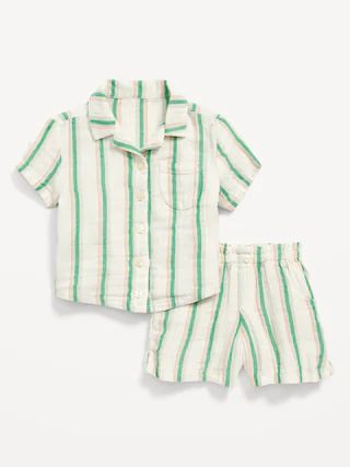 Striped Double-Weave Pocket Shirt & Shorts Set for Toddler Girls | Old Navy (US)