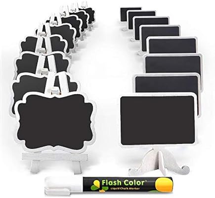 Mini Chalkboard Signs, 16 Pack Wooden White Framed Chalkboard Labels with Easel Stand, Blackboard... | Amazon (US)
