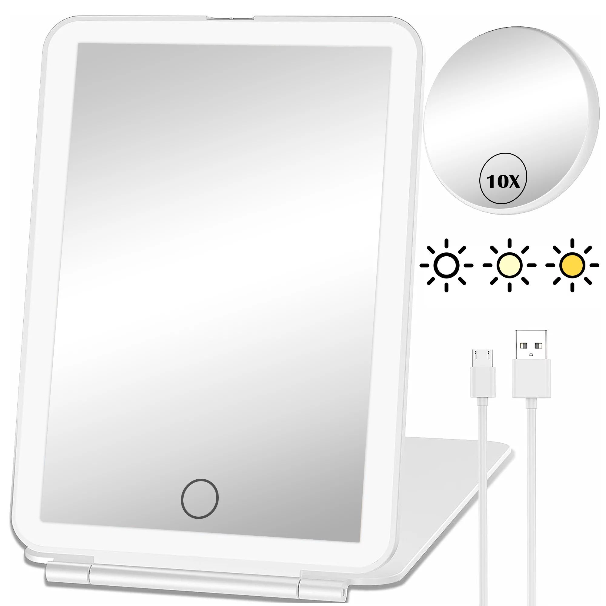 UUGEE Desk Makeup Mirror with Lights Small Rechargeable Travel Lighted Vanity Mirror | Walmart (US)