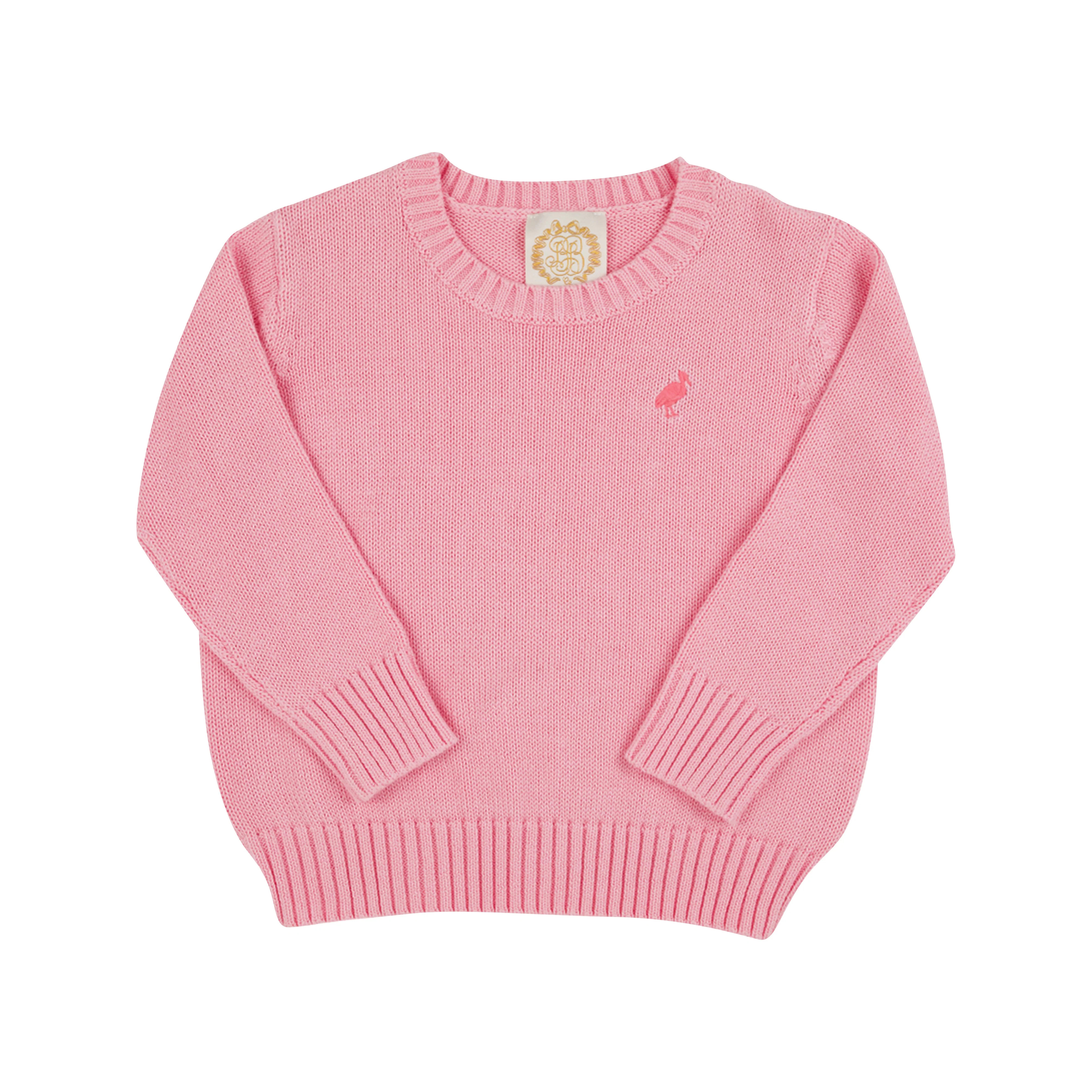 Isabelle's Sweater - Sandpearl Pink with Parrot Cay Coral Stork | The Beaufort Bonnet Company