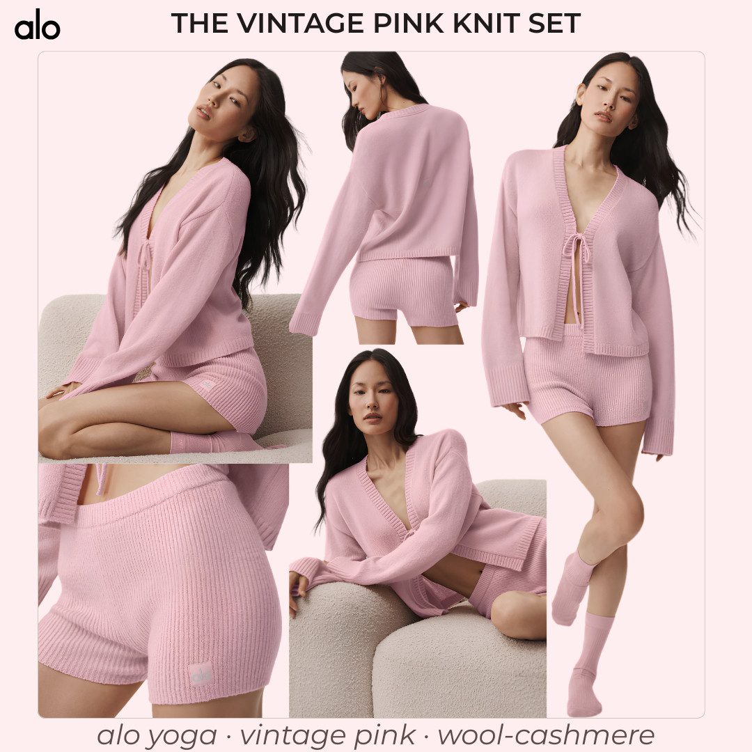 @Alo Yoga Elevated Loungewear | Vintage PINK Cashmere-Wool Knit Cardigan & Shorts Set 🎀

 The Alo knit set that makes staying comfortable feel like S E L F - C A R E!!

This is not just another lounge set — this is the kind of soft wool-cashmere outfit that makes you feel instantly prettier, cozier, and more put together the second you put it on.

Vintage Pink is what makes it so good. It’s feminine without being loud, cozy without looking lazy, and elevated enough to wear beyond the couch. 

Think slow mornings, coffee runs, travel days, post-Pilates errands, cozy weekends, girls’ trips, lounging at home, or those days when you want comfort but still want to look like you have taste.

Yes, it’s a splurge — but this is the kind of splurge that makes sense because every piece works on its own. 

Wear the full set together, style the cardigan with jeans, pair the shorts with a tank, layer it with leggings, or add UGGs, sneakers, gold jewelry, a claw clip, and a glossy lip for the easiest soft-luxury outfit.

🌸 If you’ve been waiting for a cozy set that actually feels special, this is the one — feminine, soft, elevated, and worth building outfits around.

↓ Everything is linked!

#LTKActive #LTKSaleAlert #LTKTravel