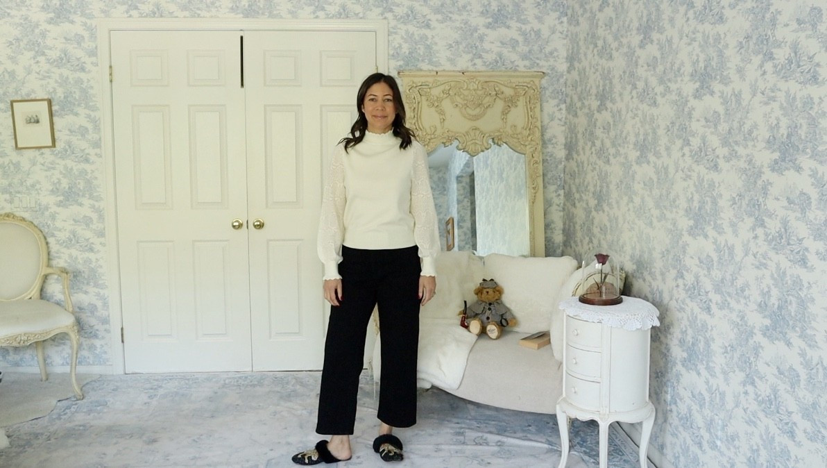 It’s a cozy day at home today, and I’m embracing casual elegance with this effortlessly chic look. I’m wearing the Goelia Tencel Wool Blend Ruffle Neck Sweater, which brings such a lovely Victorian charm with its delicate neckline and soft structure. I’ve paired it with my Quince Bella wide leg jeans in classic black for a modern touch that still feels elevated.

And since it’s a home day, I’m staying comfortable in my Printfresh Bagheera tiger slippers, whimsical and cozy with just the right amount of flair. 🐅✨

I love how these little outfit choices, even for a quiet day at home, can uplift the mood and turn the ordinary into something special. Living well doesn’t have to mean dressing up out, sometimes it’s about dressing with intention within.

What’s your favorite way to feel put-together at home?

#OOTD  #CasualChic #TenItemWardrobe

#LTKdayinmylife #LTKOver40 #LTKootd