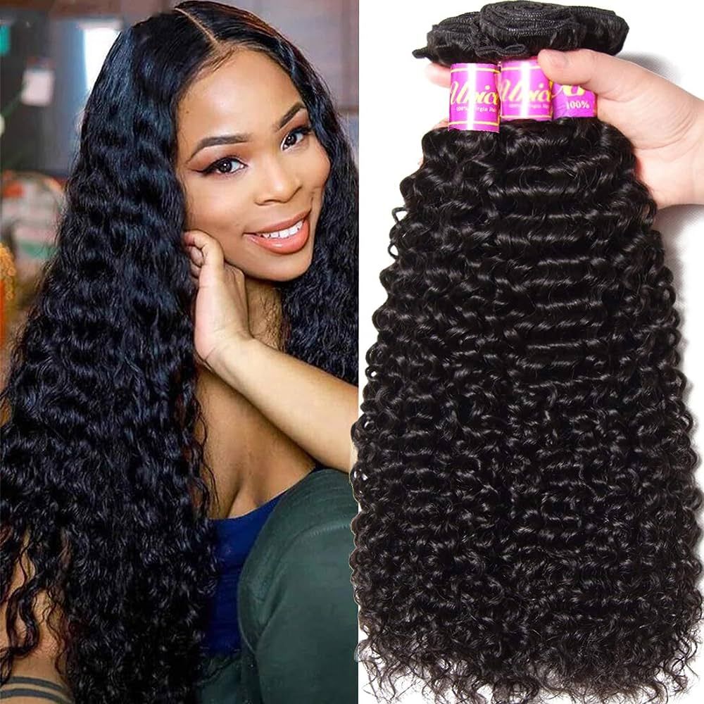 Unice Hair Malaysian Curly hair 3 Bundles 100% Unprocessed Human Remy Hair Weft Extensions Natura... | Amazon (US)
