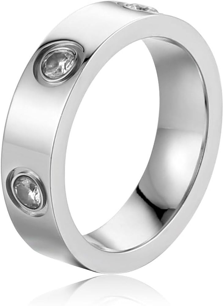Ladies Stainless Steel Ring - Golden High Polish Wedding Jewelry Birthday Gift, 5-10 | Amazon (US)
