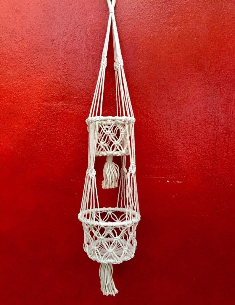 This plant hanger is hand made with cotton rope. This can be a lovely addition to any room.Total ... | Etsy (US)