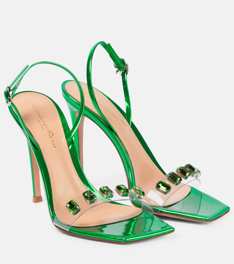 Gianvito Rossi Ribbon Candy 105 leather sandals | Mytheresa (US/CA)