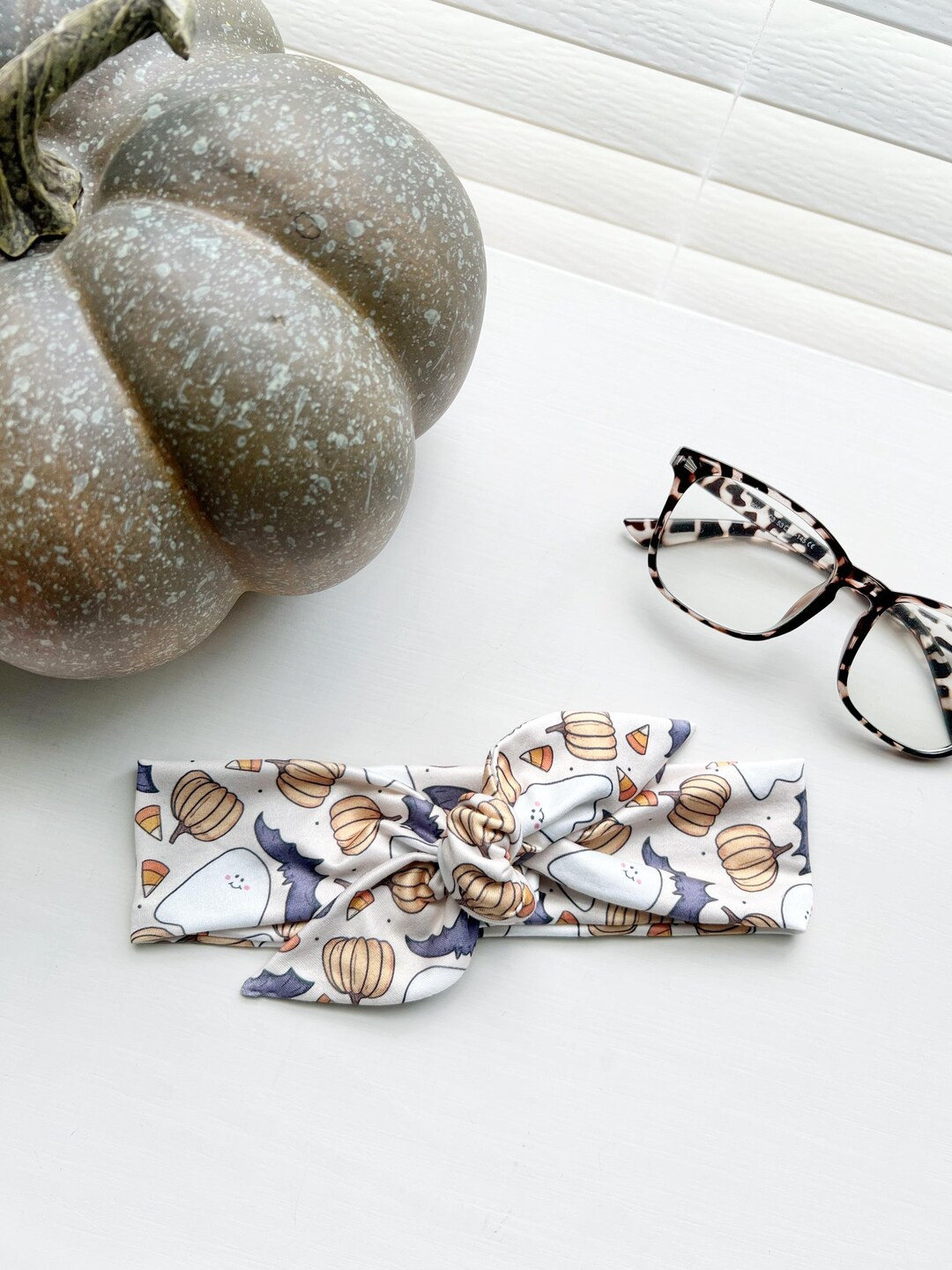 Personalized Halloween Pumpkins & Bats Tie Headband, Knot Headband for Women, Nurse Headband, Yog... | Etsy (US)