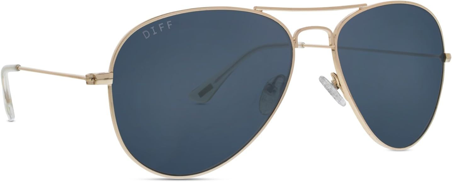 DIFF Eyewear - Cruz - Designer Aviator Sunglasses for Men and Women - 100% UVA/UVB - Gold + Grey | Amazon (US)