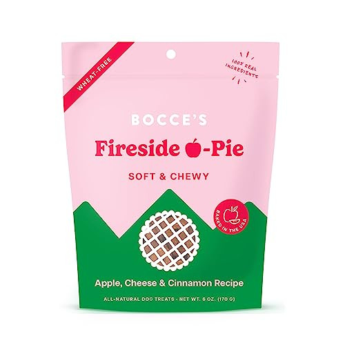 Bocce's Bakery Fireside Apple Pie Treats for Dogs, Wheat-Free Everyday Dog Treats, Made with Real Ingredients, Baked in The USA, All-Natural Soft & Chewy Cookies, Apples, Cheese & Cinnamon, 6 oz | Amazon (US)