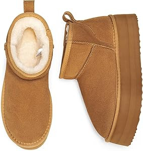 DREAM PAIRS FuzzyClassic Platform Mini Boots for Women Suede Genuine Leather, Classic Winter Ankl... | Amazon (US)