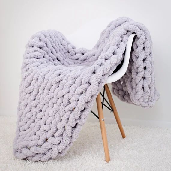 Chunky knit blanket, Jumbo chenille Blanket, Chunky Chenille yarn, Arm Knit Blanket, Giant knit, ... | Etsy (US)