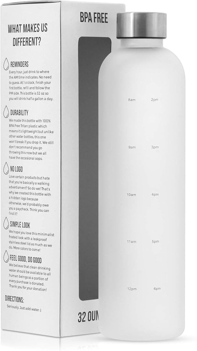 Motivational Water Bottle with Time Marker Reminder, BPA Free Frosted Tritan Plastic, Leakproof a... | Amazon (US)