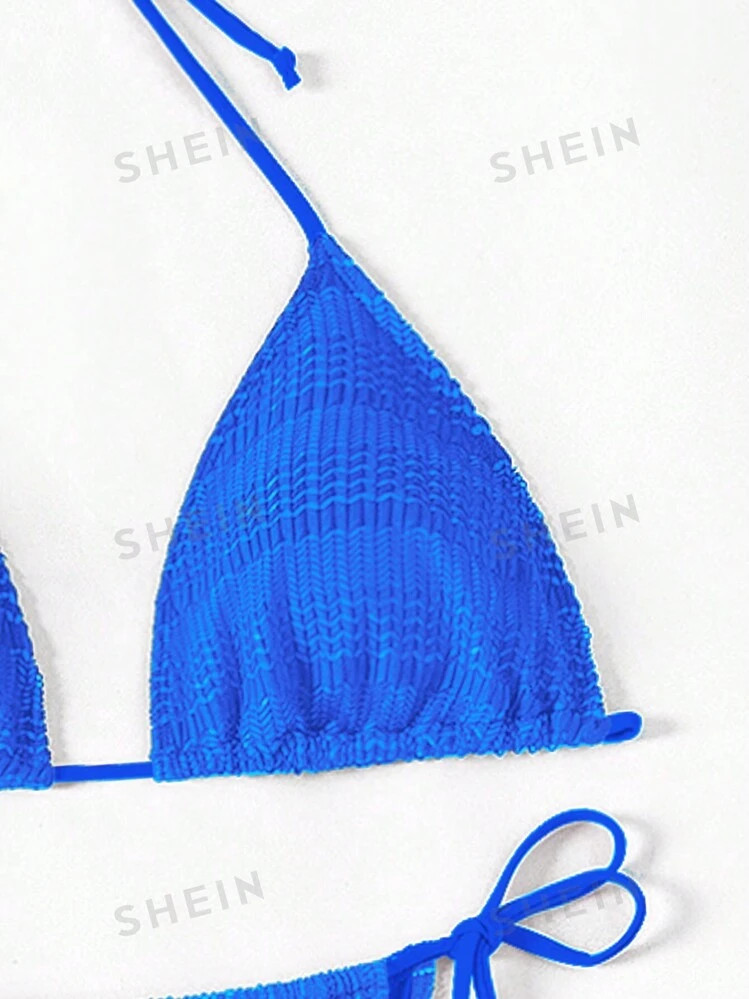 SHEIN Swim SXY 3pcs Women's Vacation Outfit: Halter Neck Bikini Set, Bikini Set Bottom And Skirt ... | SHEIN