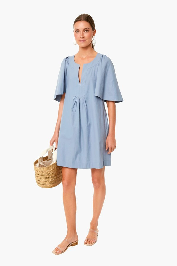 Slate Blue Finley Flutter Sleeve Dress | Tuckernuck (US)