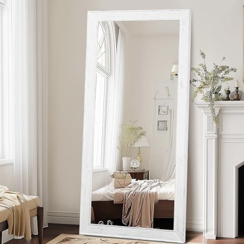 ABSWHLM Oversized White Full Length Mirror 71"x32" - Solid Wood Beveled Frame Wall Leaning or Hanging Mirror - Rustic Farmhouse Style for Bedroom, Entryway, Living Room | Amazon (US)