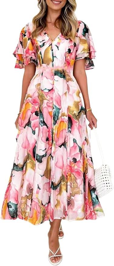 Womens Summer Floral Maxi Dress Wedding Guest Party Long Dresses 2026 | Amazon (US)
