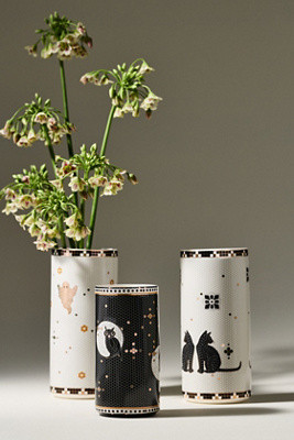 Bistro Tile Stoneware 24k Gold Accent Halloween Vase | Anthropologie (US)