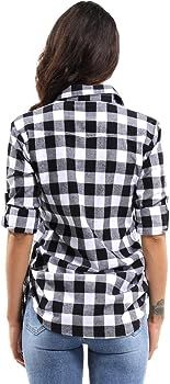 OCHENTA Women's Long Sleeve Button Down Plaid Flannel Shirt | Amazon (US)