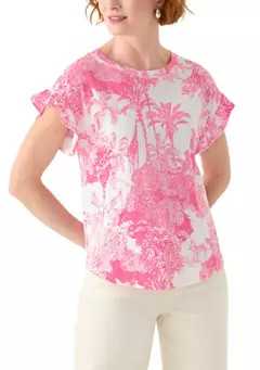 Crown & Ivy™ Women's Printed Ruffle Top | Belk