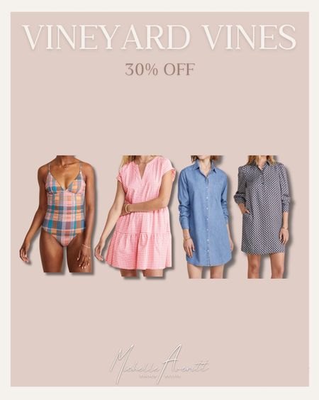 Adorable dresses and plaid swimsuit from Vineyard Vines. I love the denim button down dress. And how perfect is this gingham dress for summer?!

#LTKstyletip #LTKSeasonal #LTKsalealert