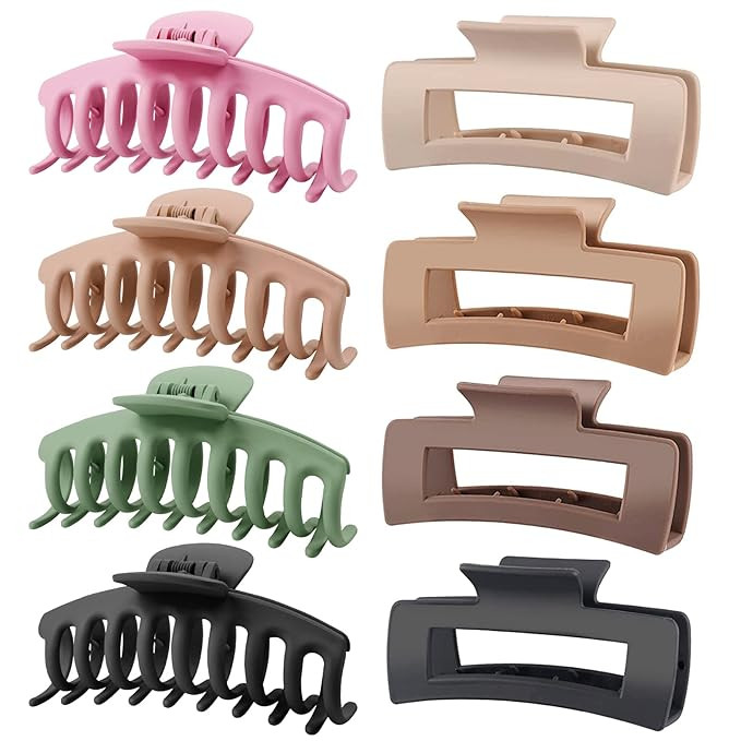 TOCESS 8 Pack Big Hair Claw Clips for Women Large Claw Clip for Thin Thick Curly Hair 90's Strong... | Amazon (US)