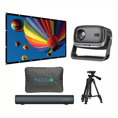 Fugoo Outdoor Projector Bundle with 1080p Projector, 15.7-In. Bluetooth® Sound Bar, 120-In. Screen, and Adjustable Tripod | Target