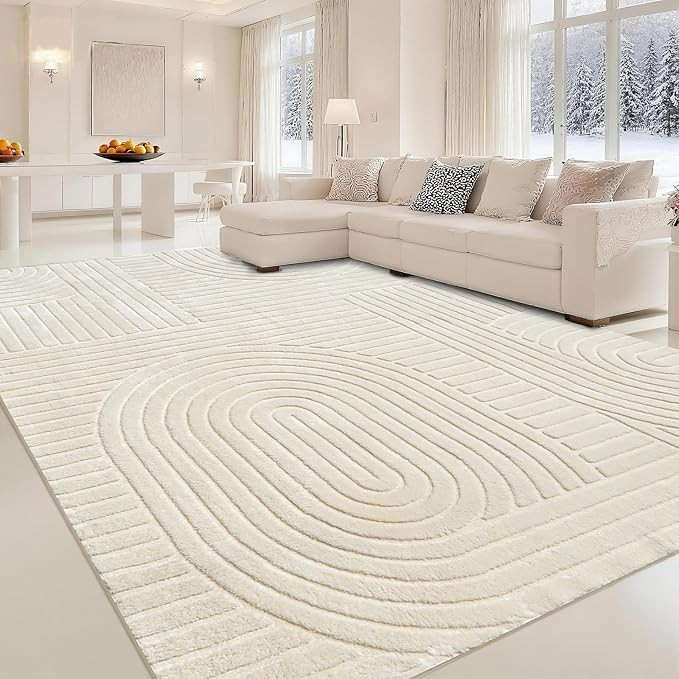 Amazon.com: MATIIUI Beige Solid Area Rug 8x10 – Large Washable Soft Indoor Rugs for Living Room... | Amazon (US)