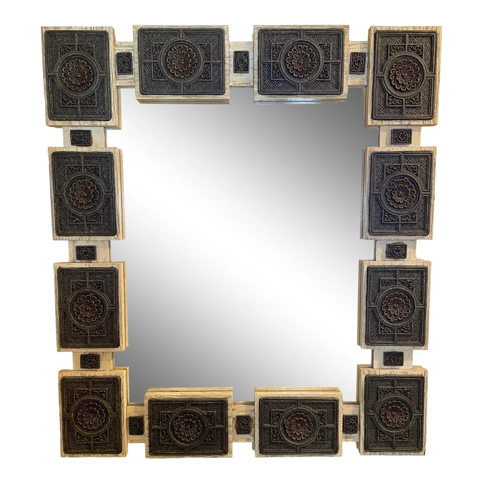 1960s Mid-Century Original Zarebski Mexican Brutalist Mirror | Chairish