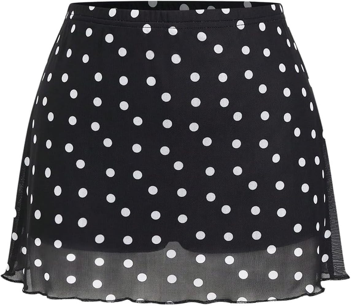 Verdusa Women's Polka Dots Mini Skirt Y2K Vintage Mesh Going Out Outifits | Amazon (US)